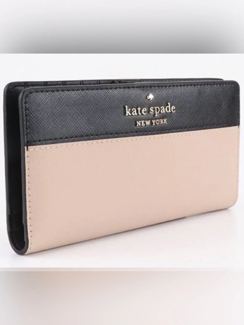 kate spade black and blush pink leather continental wallet